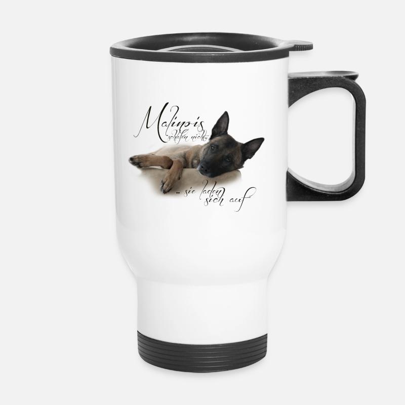 Malinois schlafen nicht ... - Thermobecher mit Tragegriff - Weiß