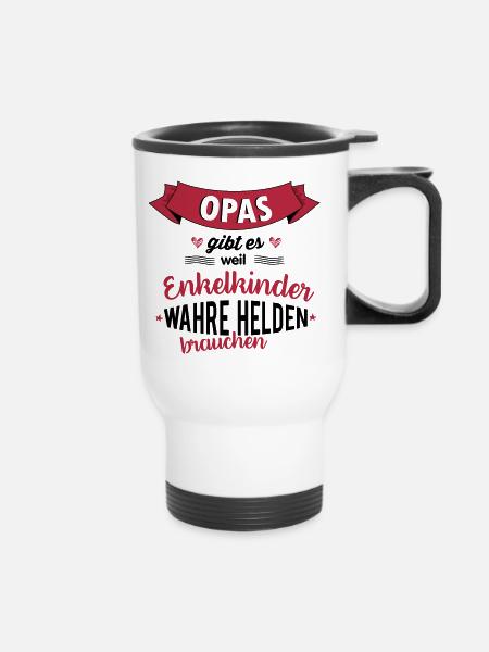 Opa - wahrer Held - Thermobecher mit Tragegriff - Weiß