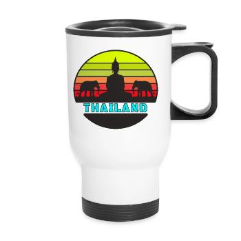 Thailand / Buddha / Elefanten / Geschenk / Siam - Thermobecher mit Tragegriff - Weiß - Vorne