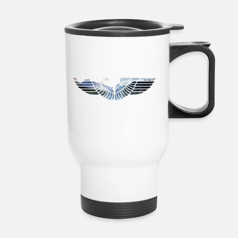 Adlerflügel Emblem - Thermobecher mit Tragegriff - Weiß