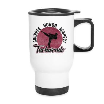 Kampfsport Taekwondo Karate Japan Kampfkunst - Thermobecher mit Tragegriff - Weiß - Vorne