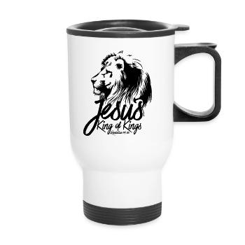 JESUS - KING OF KINGS - Revelations 19:16 - LION - Thermal mug with handle - white - Front