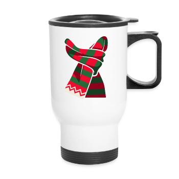 Christmas - Weihnachtsschal - Thermobecher mit Tragegriff - Weiß - Vorne