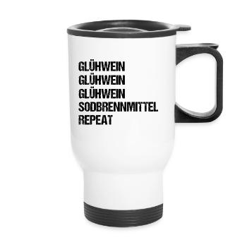 Glühwein - Glühweinstand - Weihnachtsmarkt - Thermobecher mit Tragegriff - Weiß - Vorne