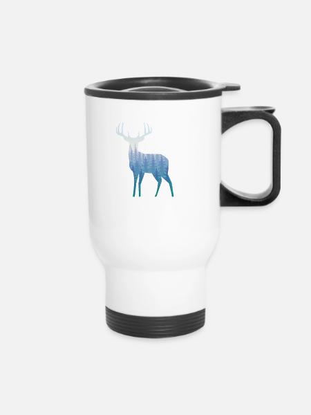 Forêt d'orignal - Tasse isotherme avec poignée - blanc