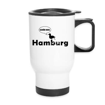 Kackende Möwe in Hamburg Souvenir und Geschenkidee - Thermobecher mit Tragegriff - Weiß - Vorne