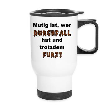 Durchfall und Furzen - Thermobecher mit Tragegriff - Weiß - Vorne