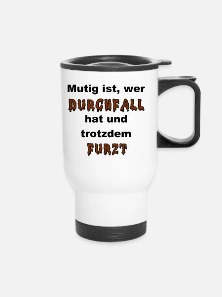 Durchfall und Furzen - Thermobecher mit Tragegriff - Weiß