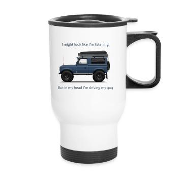 Illustratives Design meines Autos 4x4 Offroad - Thermobecher mit Tragegriff - Weiß - Vorne