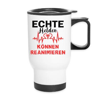Les vrais héros peuvent réanimer médecins ambulanciers - Tasse isotherme avec poignée - blanc - Devant