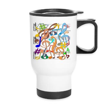 Musical Notes - Thermal mug with handle - white - Front