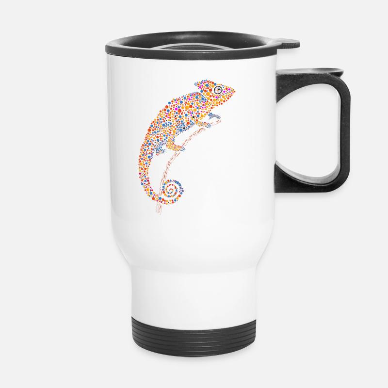 Chamäleon Nettes farbiges Chamäleon - Thermobecher mit Tragegriff - Weiß