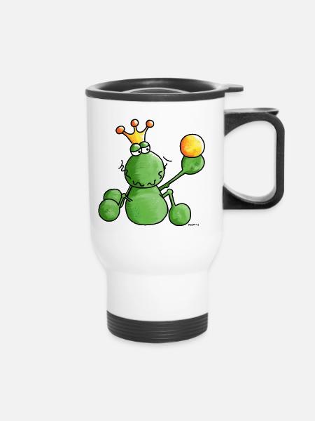 Kugel King - Froschkönig - Frosch - Thermobecher mit Tragegriff - Weiß