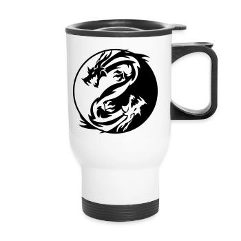 Yin Yang Dragons - Thermal mug with handle - white - Front