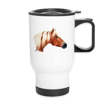 Haflinger Pferd / horse - Thermal mug with handle - white - Front