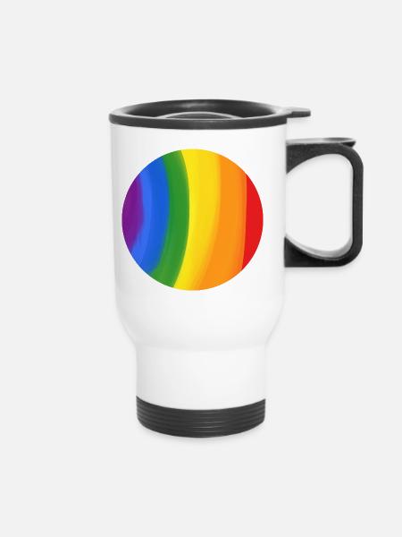 Couleurs de l’arc-en-ciel attrapé dans un cercle - Tasse isotherme avec poignée - blanc