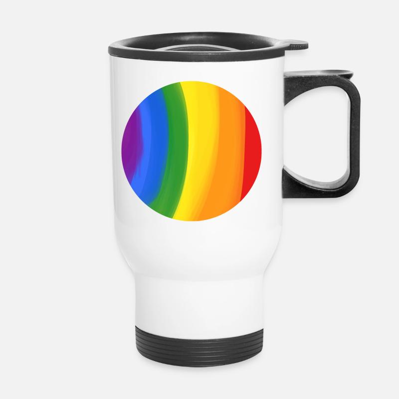Couleurs de l’arc-en-ciel attrapé dans un cercle - Tasse isotherme avec poignée - blanc
