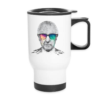 Albert Hofmann - Psychedelic Polygon Portrait - Thermobecher mit Tragegriff - Weiß - Vorne