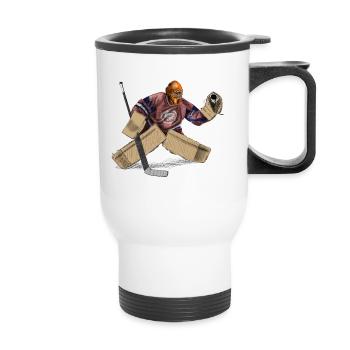 Eishockey Torwart - Thermobecher mit Tragegriff - Weiß - Vorne
