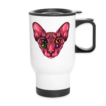 Sphynx Eyes - Thermal mug with handle - white - Front
