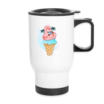 Flamingo Ice Cream - Thermal mug with handle - white - Front