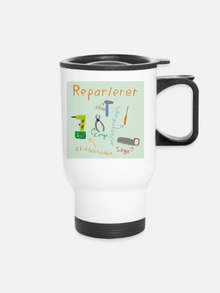 Reparierer - Thermobecher mit Tragegriff - Weiß