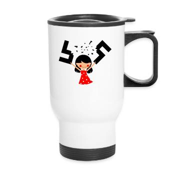 I am against racism (W) - Thermal mug with handle - white - Front