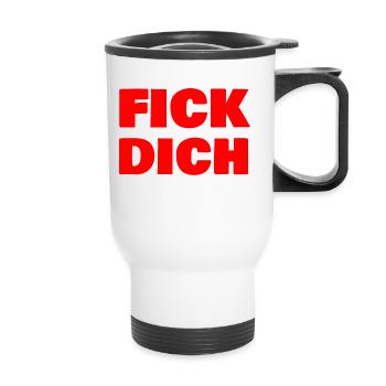 Fick dich - Thermobecher mit Tragegriff - Weiß - Vorne
