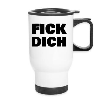 Fick dich - Thermobecher mit Tragegriff - Weiß - Vorne