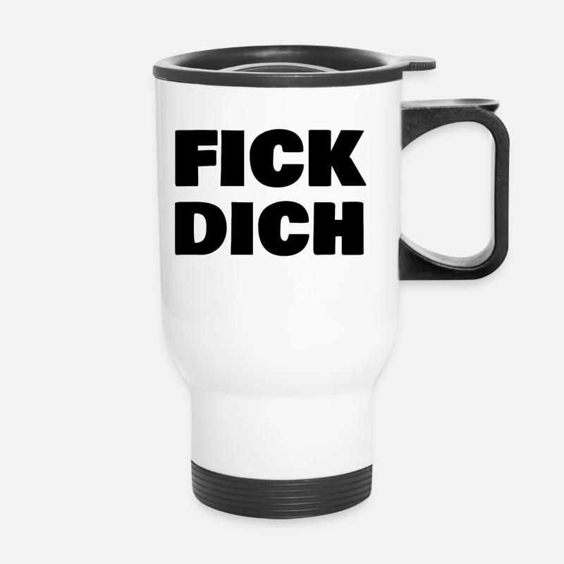 Fick dich - Thermobecher mit Tragegriff - Weiß