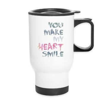 You make my heart smile - Thermal mug with handle - white - Front