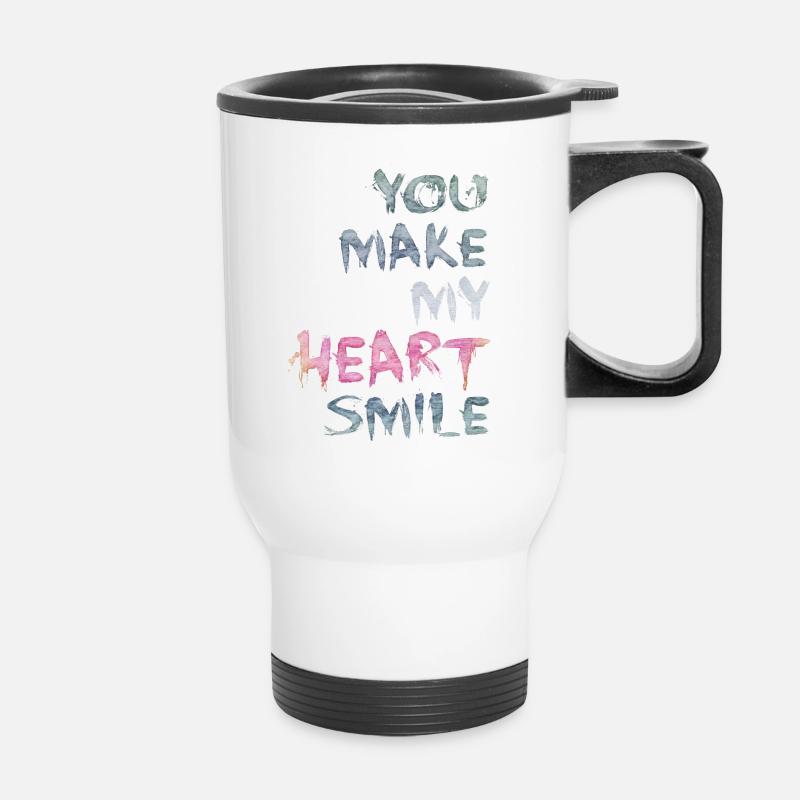 You make my heart smile - Thermal mug with handle - white