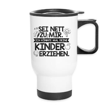 Erzieherin Erzieher | Ausbildung Beruf Geschenke - Thermobecher mit Tragegriff - Weiß - Vorne