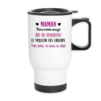 Maman, meilleur des cadeaux - Tasse isotherme avec poignée - blanc - Devant
