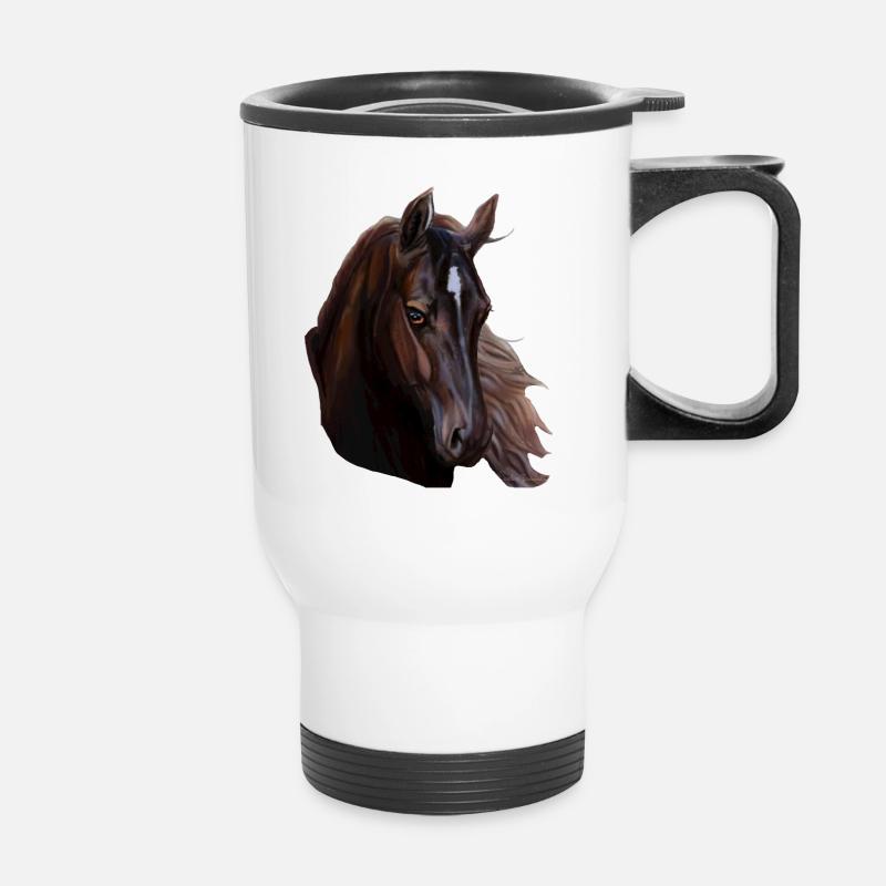 horse - Thermal mug with handle - white