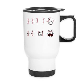 Ich mag Softball Ich liebe Softball Ich spiele - Thermobecher mit Tragegriff - Weiß - Vorne