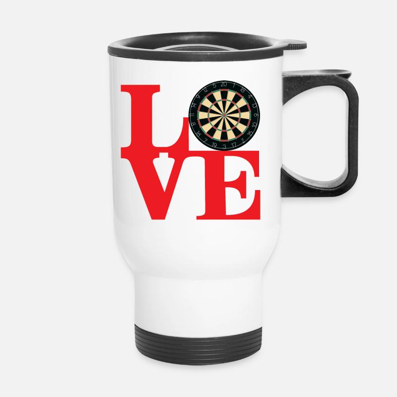 ❤️🎯 de fléchettes d’amour - Tasse isotherme avec poignée - blanc