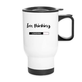 I think English saying, humor, fun - Thermal mug with handle - white - Front