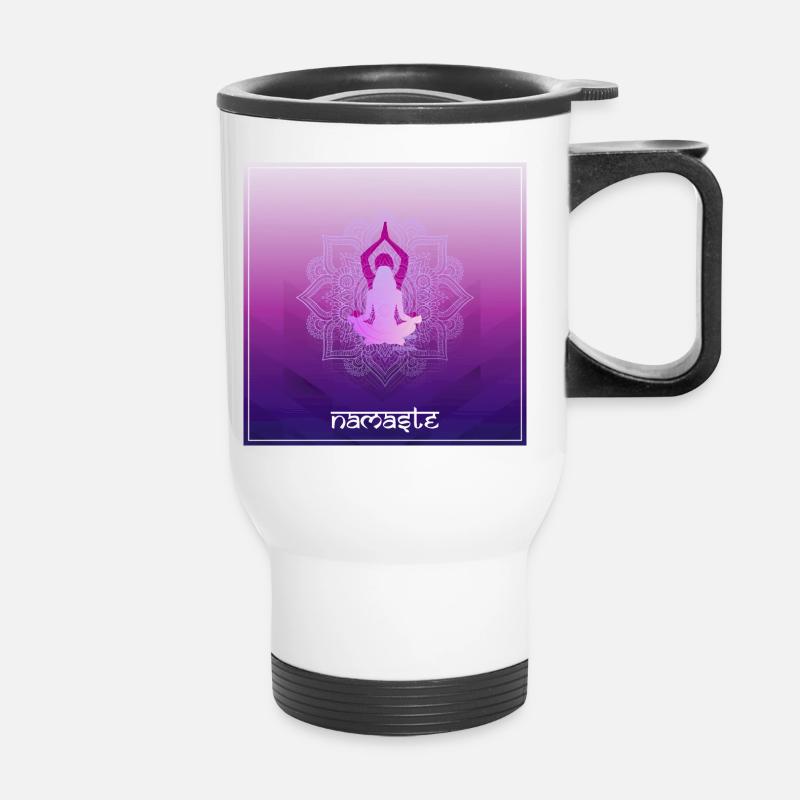 yoga mandala POSTER - Thermal mug with handle - white