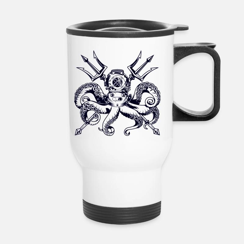 Trident Diving Octopus - Thermobecher mit Tragegriff - Weiß