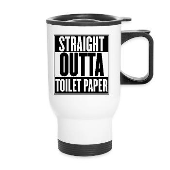 Chemises de papier hygiénique Straight Outta TP pénurie - Tasse isotherme avec poignée - blanc - Devant
