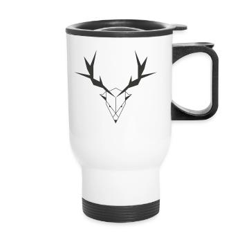 Tête de cerf gris foncé - Tasse isotherme avec poignée - blanc - Devant