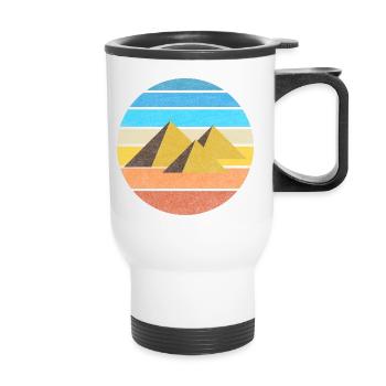 Egypte pyramide rétro idée cadeau vintage Le Caire - Tasse isotherme avec poignée - blanc - Devant