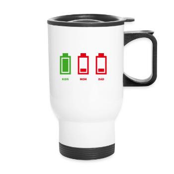 Batterie / Energie der Eltern - Thermobecher mit Tragegriff - Weiß - Vorne