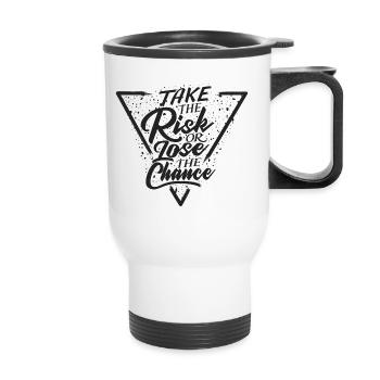 Prenez le risque ou perdez la chance - sombre - Tasse isotherme avec poignée - blanc - Devant