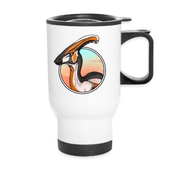 Orange Parasaurolophus - Thermal mug with handle - white - Front
