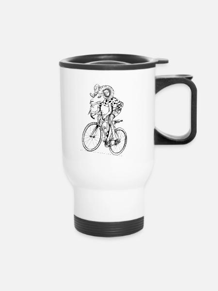 Muffel mit Fahrrad - Thermobecher mit Tragegriff - Weiß