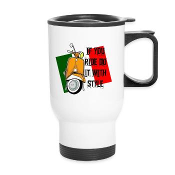 Motorcycle scooter with Italian Flag - Thermal mug with handle - white - Front
