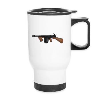 Tommy Gun / Thompson Sub Machine Gun - Thermal mug with handle - white - Front