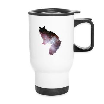 Katze Galaxie 2 - Thermobecher mit Tragegriff - Weiß - Vorne